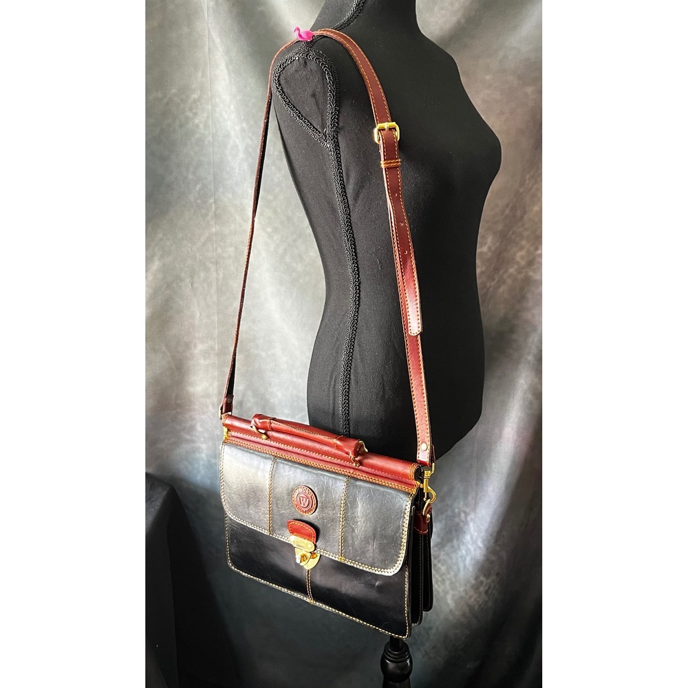 Wolf Thailand Leather‎ Briefcase Satchel Bag Top Handle Crossbody Strap - Picture 2 of 16